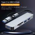 thumbnail image 2 of Estación de acoplamiento Hub tipo C a USB 3.0 Estación de acoplamiento 5 en 1 con puerto USB 3.0 Puertos USB 2.0 Lector de tarjetas SD/TF Divisor USB ultradelgado Plug and Play Compatible con computad, 2 of 8