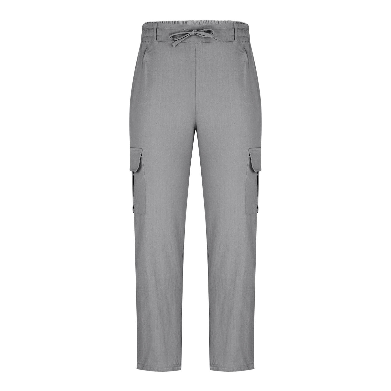 Amkhujs Sizes S-XXXL 60%Cotton,40%Linen Full Length Pants Dockers