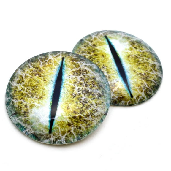 50mm Crackling Yellow and Blue Dragon 2 Inch Glass Eyes