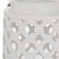 thumbnail image 4 of DecMode White Ceramic Circles Decorative Candle Lantern with Cut Out Design, 4 of 8