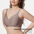 thumbnail image 5 of GEWSEY Women's Wireless Seamless Bra Deep V No Underwire Push Up Supportive Full Coverage Bralettes Plunge T Shirt Bras (Coffee, L), 5 of 5