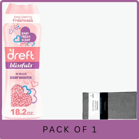 Dreft Baby Blissfuls Laundry Scent Booster Beads, Baby Fresh, 18.2 oz with Microfiber Solid Color Towel by BundleEase