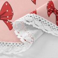 thumbnail image 3 of 60 Inch Round Tablecloth with White Lace Trim Fall Table Cover for Elegant Dining Decor Red Bows and Polka Dots, 3 of 8