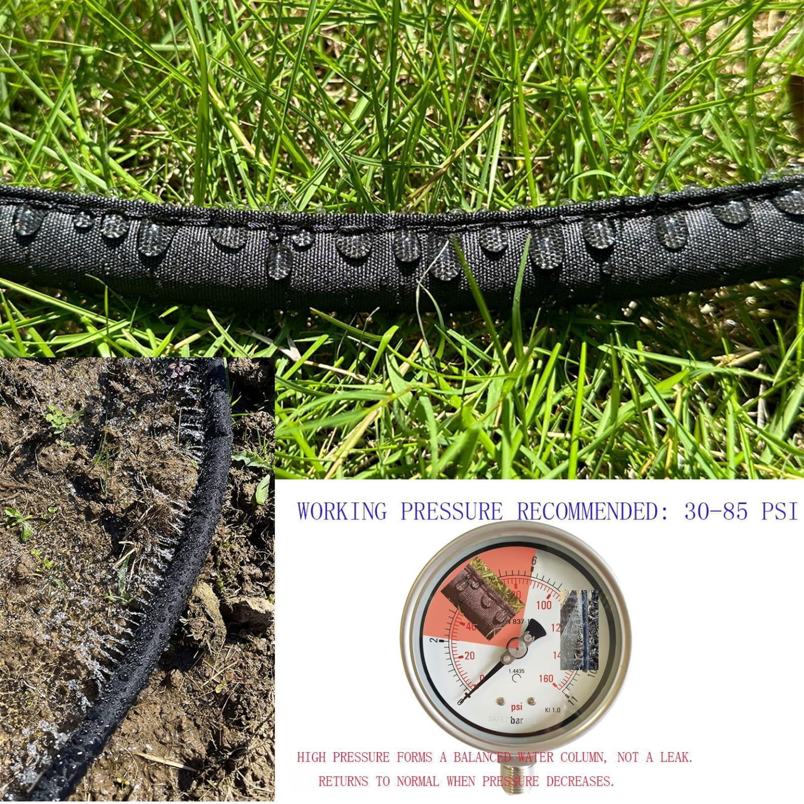 Flat Soaker Hose 50 Ft For Garden Beds  50ft 1/2" Linkable Consistent Drip Irrigation Save 80% Water Leakproof Heavy Duty Double Layer Sprinkler