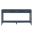 thumbnail image 4 of GZXS Modern Farmhouse Sofa Table, 60-Inch Long Entryway Console with Wave-Patterned Drawers, Open Shelf & Metal Handles (Navy Blue), 4 of 7