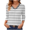 thumbnail image 3 of QTOCIO 3/4 Hauts à Manches pour Femmes, Hauts d'Été à Manches 3/4 pour Femmes, T-shirt de Base Coloré à Manches Trois-Quarts Col en V pour Dames, 3 of 7