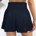 thumbnail image 6 of MIUOWANP Women's Elastic Waist Shorts Pleated Drawstring Waist Shorts Solid Color Relaxed Fit Shorts Size XL(10)Navy, 6 of 6