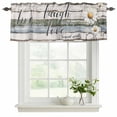 thumbnail image 2 of 2 Panels White Green Blue Valance for Windows, Vintage Wooden Rustic White Daisy Floral Light Filtering Kitchen Curtains, Rod Pocket Window Treatment Curtain Valances for Living Room Bedroom, 42"x12", 2 of 9