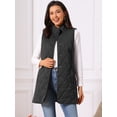 thumbnail image 4 of DARING DIVA Women's Stand Collar Sleeveless Puffy Jacket Lightweight Gilet S Black, 4 of 8