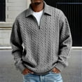thumbnail image 2 of Mens Quarter Zip Sweater Long Sleeve Cable Knit Neck Polo Soft Casual Pullover Sweaters Gray L, 2 of 4