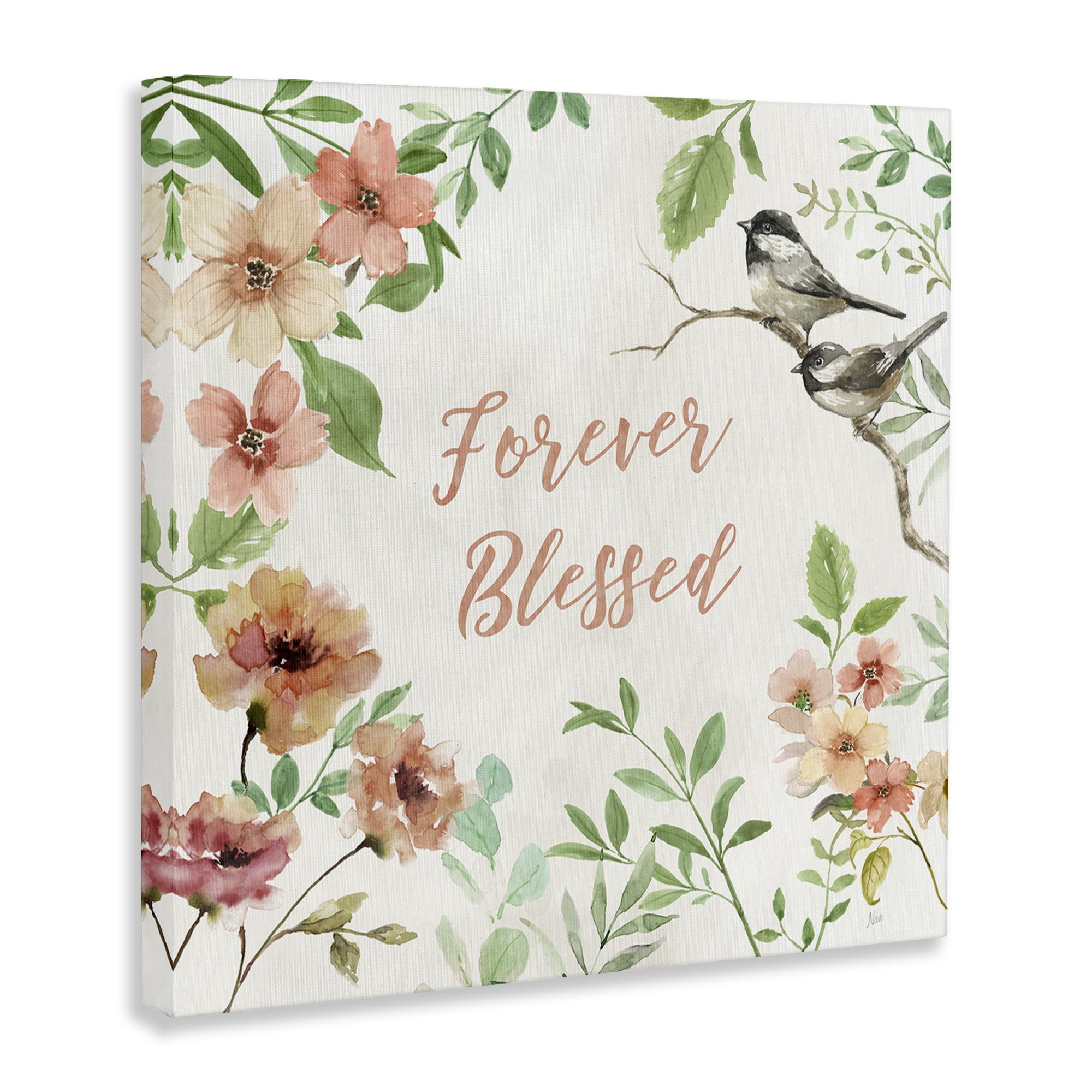 Stupell Industries Forever Blessed Floral Botanical & Floral Painting Gallery Wrapped Canvas Art Print Wall Art, 36 x 36
