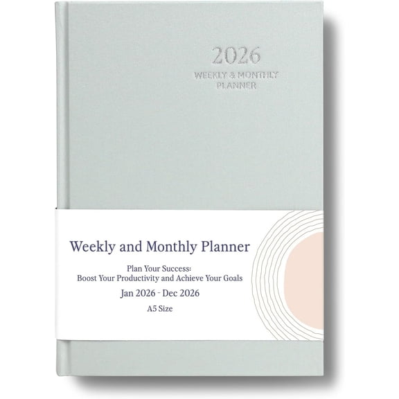 2026 Planner - Weekly and Monthly Planner, January 2026 - December 2026, Linen Hardcover, 2026 Calendar Planner Book with Tabs, Aesthetic, for Office School Supplies (, A5)