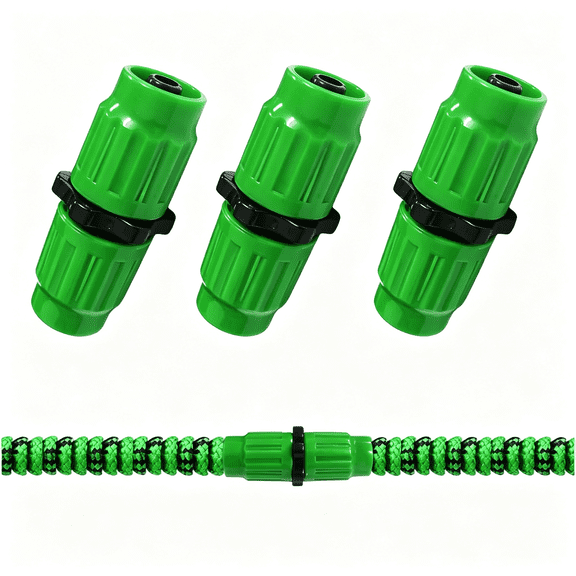 ICERUN Expandable Hose Repair Kit, 3 Sets Dual-Channel Flexible Garden Hose Connector, Female Male Retractable Water Hose End Repair Fittings Fits for Rubber Water Pocket Hose 25 50 75 100 Ft