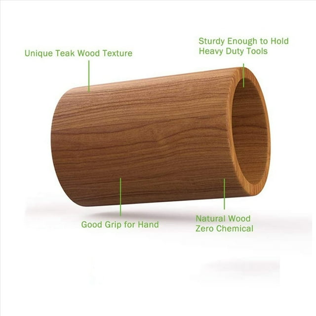 Vajilla de Madera, Juego de Vajilla de Cocina de Teca con Soporte, Adecuado para Utensilios de Cocina Antiadherentes, Cuchara de Pala de Madera Cocinar 10 Piezas