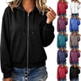 thumbnail image 2 of Oksale Hoodies for Women Zip Up Hoodie with Pockets Cozy Soft Long Sleeve Sweatshirt Jackets Casual Drawstring Fall Outfits 2026 Black S, 2 of 8