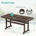 thumbnail image 5 of DYCANPO 66'' Outdoor Dining Table with Umbrella Hole, HDPS Rectangle Patio Table, Dark Brown, 5 of 7