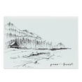 thumbnail image 1 of Sketchy Cutting Board, View of Pine Forest by the Lake with Mountains in Rural Countryside Nature Scenery, Decorative Tempered Glass Cutting and Serving Board, Large Size, Black White, by Ambesonne, 1 of 1