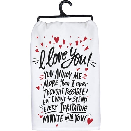 Primitives By Kathy 109060 I Love You Dish Towel 28-inch High Cotton