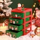 thumbnail image 5 of cpengpj Red Plastic Christmas Hair Accessory Storage Box for Kids, 4 Drawer Organizer with Santa Design, Holiday Gift Idea, 5 of 6