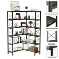 thumbnail image 5 of CLAUBIO 6-Tier L-Shaped Bookcase Storage Organizer, Tall Corner Bookshelf-Open Display Freestanding Storage, Wood and Metal Storage Rack, Black, 5 of 5