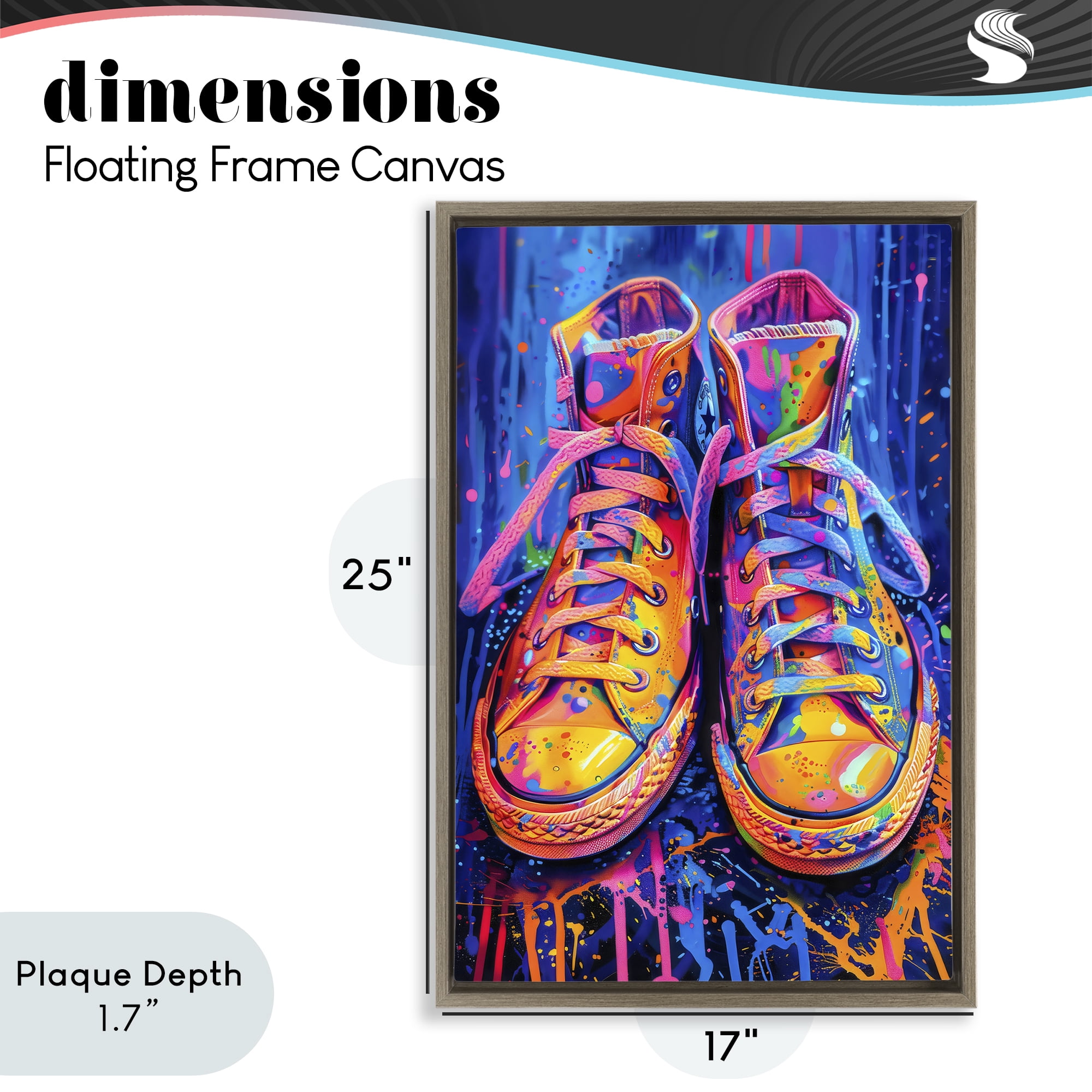 Stupell Industries Moody Converse with Neon Splash Brown Framed Floater Canvas Wall Art, design by Creative Studio