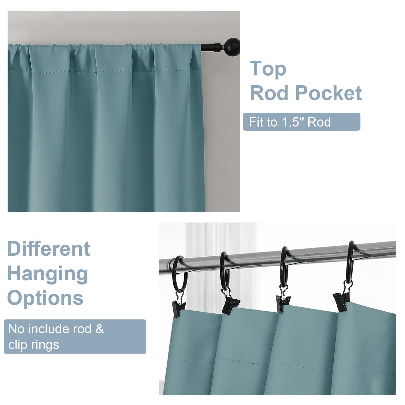 OVZME 2 Panel Blackout Curtains for Small Window, 54 inch Long Short Curtains for Bedroom, Thermal Insulated Energy Saving Room Darkening, W40 x L54 inch, Aqua Blue