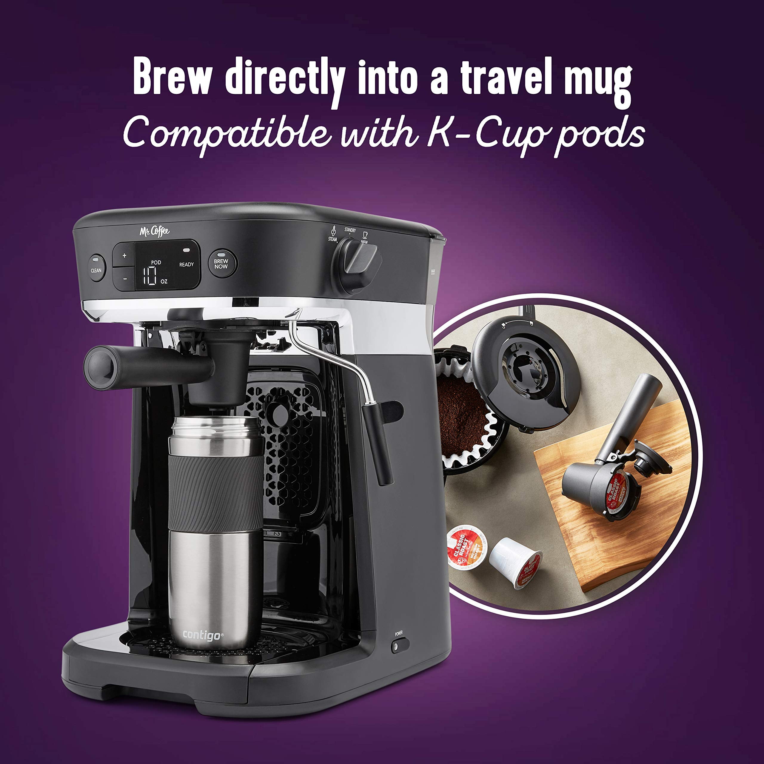 Mr. Coffee Automatic All in One Occasions Coffee Maker 10 Cup Thermal Carafe Espresso Milk Frother Black Walmart