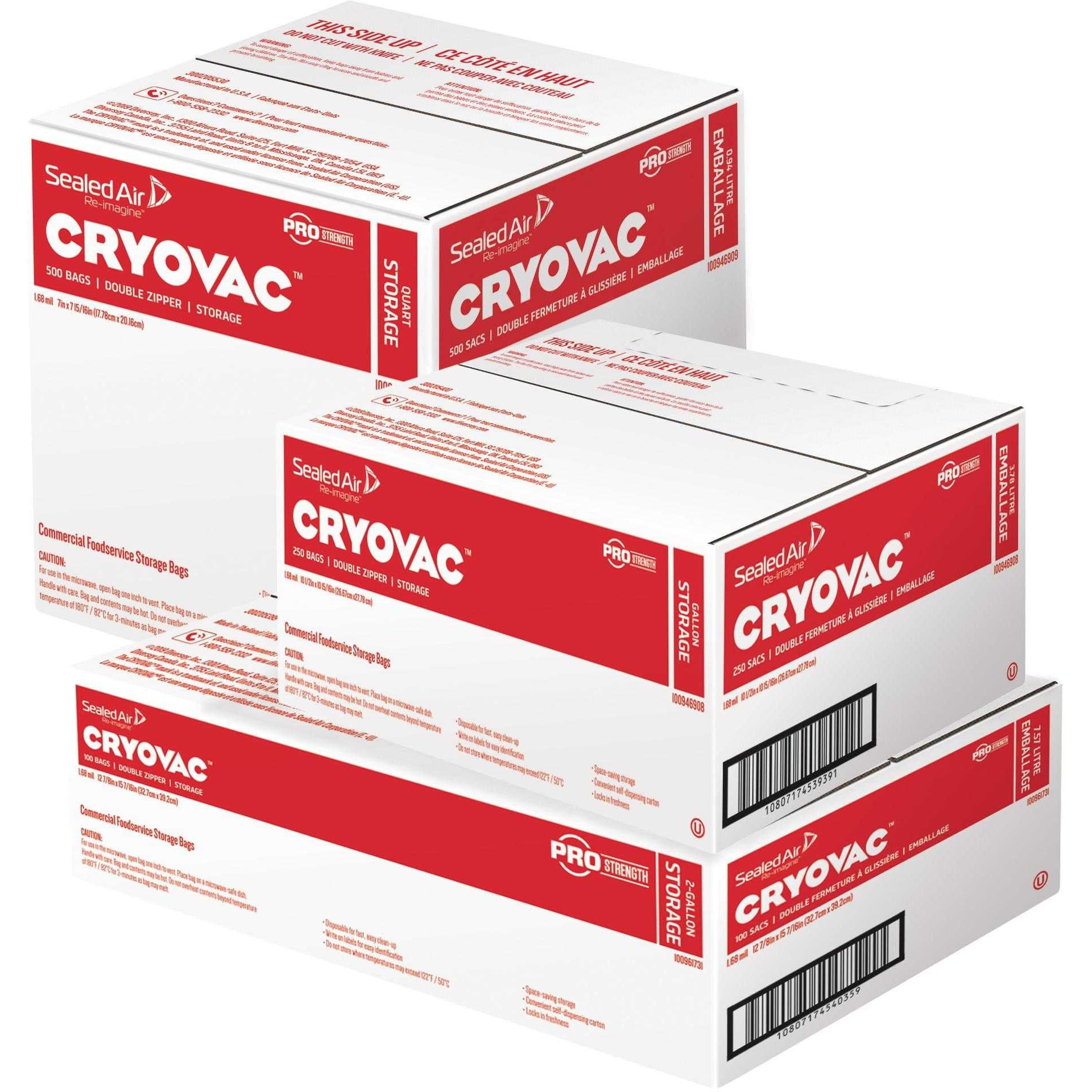 Cryovac One Gallon Storage Bag Dual Zipper 10 1/2 X 10 15/16, Clear 