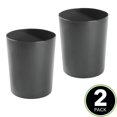 thumbnail image 2 of mDesign Small Round Metal 1.7 Gallon Trash/Recycling Can, 2 Pack, Matte Black, 2 of 5