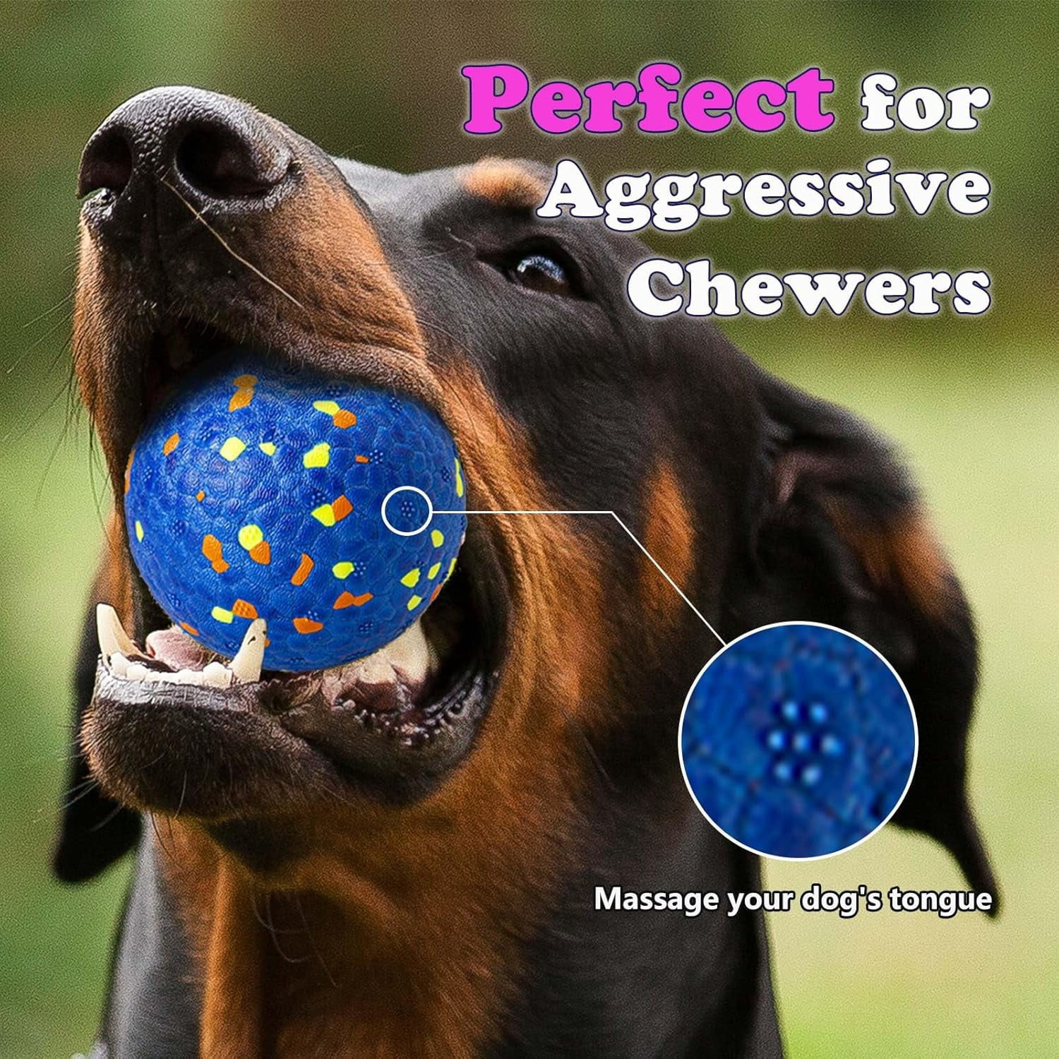 Dog Ball Toys Dog Tennis Ball for Aggressive Chewers Indestructible Bouncy Lightweight Water Toy Fetch Ball for Large Medium and Small Dog Blue & Yellow (2-Pack),Medium (3" diameter)