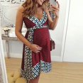thumbnail image 1 of CHUANK Liquidation Vêtements de Maternité pour Femmes Dames Mode d'Été Imprimé Sans Manches Bretelles Robe de Maternité, 1 of 6
