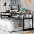 thumbnail image 2 of WETLA 40cm Over Bed Table, Overbed Table with 360 Degree Wheels, Mobile Bed Desk with Baffle, Length Height Adjustable Standing Workstation Table, 2 of 8