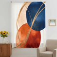 thumbnail image 3 of Navy Blue Burnt Orange Sheer Curtains 45 Inches Long, Geometric Modern Boho Art Light Filering Curtains, Breathable Simi Curtain Privacy Drapes for Kitchen Bathroom Lightweight Small Window Treatment, 3 of 9