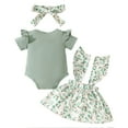 thumbnail image 3 of FUZHIQ Girls Bodysuits Short/Long Sleeve Solid Color Ruffle Romper Jumpsuit Summer/Fall Clothes Onsies,Z11-Green,3-6 Months, 3 of 5