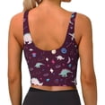 thumbnail image 4 of Goofa Space Dinosaur Printed Sports Bras for Women, High Impact Running Bra Workout Crop Tank Tops Longline Sports Bra Push up-Small, 4 of 9