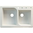thumbnail image 2 of Transolid Radius 33in x 22in silQ Granite Drop-in Double Bowl Kitchen Sink with 2 AC Faucet Holes, In White, 2 of 4