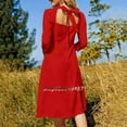 thumbnail image 3 of Rosso Corse Robe Rouge Évasée Col Carré Robe Élégante Mode Féminine Imprimée Rosso Corse Rouge Rosso Corse Couleur Unie, 3 of 5