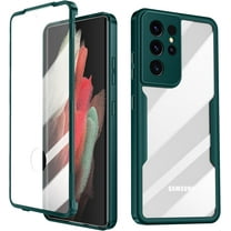 for Samsung Galaxy S21 Ultra Case, 360 Full Body Rugged Case with Built-in Screen Protector Transparent Heavy Duty Shockproof Bumper Cover for Galaxy S21 Ultra 6.8" (Green)
