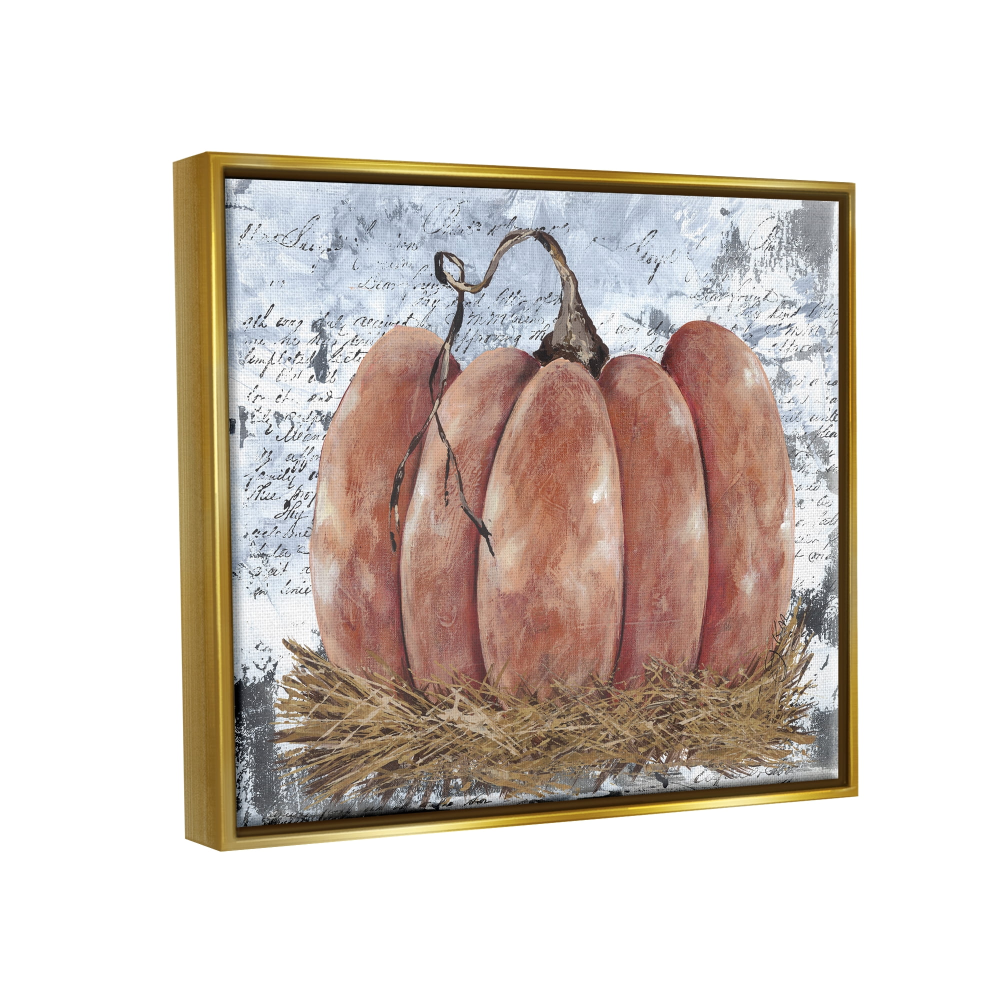 Stupell Industries Abstract Pumpkin Collage Abstract Painting Gold Floater Framed Art Print Wall Art, 31 x 25