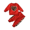 thumbnail image 2 of RXIRUCGD Ensemble Deux Pièces à Manches Longues Brodé Perles Amour Imprimé Léopard pour Filles (Rouge, Taille:1 Ans), 2 of 3
