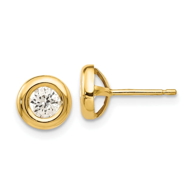 14 Carats Or Jaune Poli CZ Fantaisie Boucles d'Oreilles de Poste
