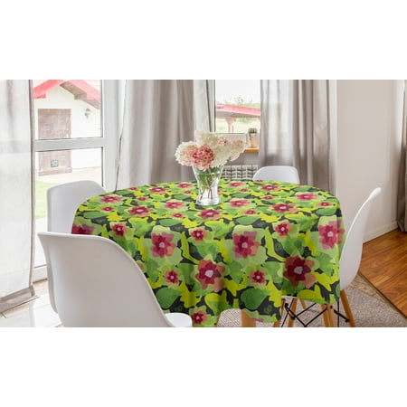 

Floral Round Tablecloth Illustration of Intertwined Colorful Spring Flowers Butterflies Pattern Circle Table Cloth Cover for Dining Room Kitchen Decor 60 Lime Green Multicolor by Ambesonne