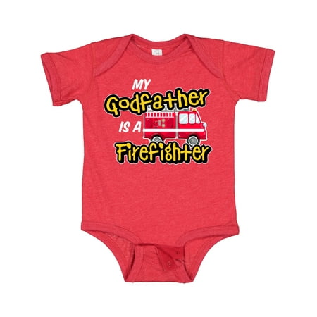 

Inktastic My Godfather is a Firefighter with Fire Truck Gift Baby Boy or Baby Girl Bodysuit