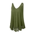 thumbnail image 5 of under $5 JINMGG Tank Tops for Women under $5,Women's Solid Color Hem Lace Casual All-Match Plus Size Vest T-Shirt Green XL, 5 of 7