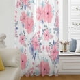 thumbnail image 5 of Pink Watercolor Floral Sheer Curtains 54 Inches Long, Spring Flower Abstract Art Light Filering Curtains, Breathable Simi Curtain Privacy Drapes for Kitchen Bathroom Small Window Treatment, 5 of 9