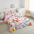 thumbnail image 3 of Floral Fox Comforter,Pink Fox Comforter Set Teens , Bedding Set Printed Comforter with 1 Pillowcase,Down Alternative,(Pink，), 3 of 6