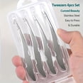 thumbnail image 2 of Set of Professional Stainless Steel Tweezers Featuring a Precise Banana Clip Design, Ideal for Removing Hair from Eyebrows, Nose, And Face, As Well As for Grooming Beards And Mustaches, 2 of 7