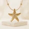 thumbnail image 3 of PISONIC 18K Gold Plated Stainless Steel Rope Cord Necklace for Women, Inlaid Imitation Pearl Ocean Pendant Choker with Starfish, Scallop, Conch & Heart Charms, Beach Vacation Collarbone Jewelry, 3 of 5