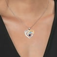 thumbnail image 3 of Gem Stone King Two Tone White Moissanite Swiss Blue Topaz Blue Created Sapphire `Forever in My Heart` Engraved Pendant Necklace for Women (1.47 cttw, Heart Shape 5MM, 18 inch Chain), 3 of 3