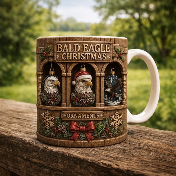 Coffee Mug Bald Eagle Christmas Ornament Theme for Coffee Breaks Holiday Gift
